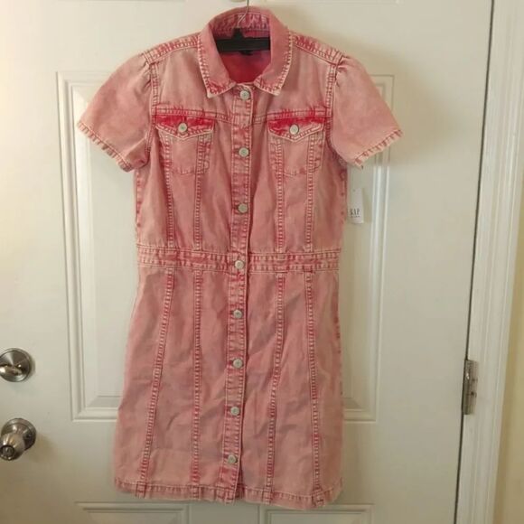 GAP Other - Gap girl red denim distressed short sleeve dress